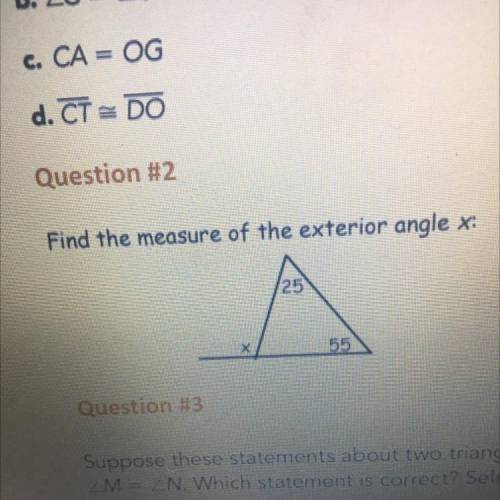 Find the measure of the exterior angle X:
125