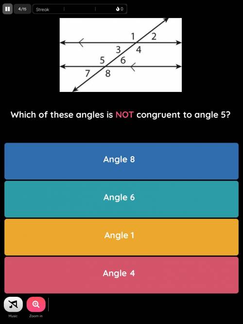 Which of these angles are NOT congruent to angle 5.
