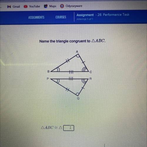 Name the triangle congruent to triangle ABC.