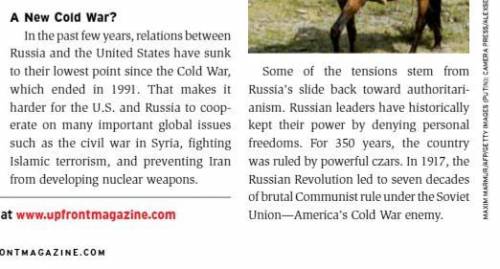 The heading, A New Cold War, suggests that Russia and the US may be entering another Cold War. Ci