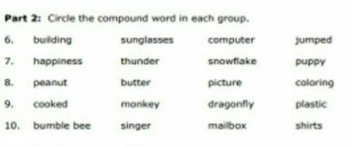 (picture) circle the compound word in each group