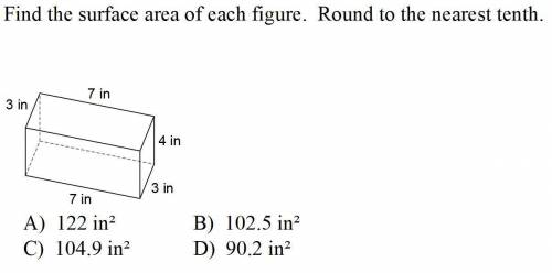 Select the correct answer. (Remember there will be a length, width and height and they are all diff