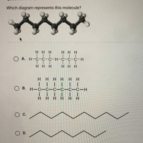 Please help asap:((
Which diagram represents this molecule?