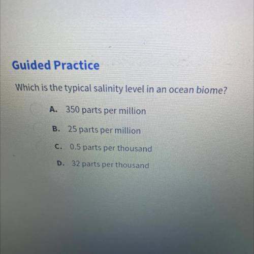 Which is the typical salinity level in an ocean biome?