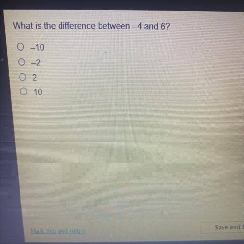 What is the difference between -4 and 6?
