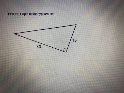 Find the length of the hypotenuse 16 and 30
