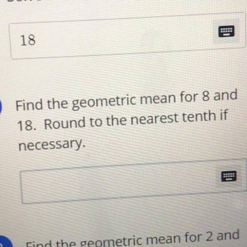 Find the geometric mean for 8 and 18