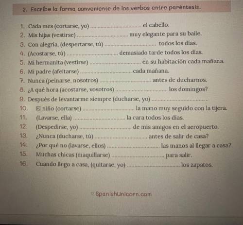 Please help me with this spanish work