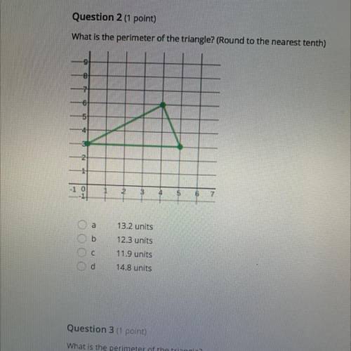 What is the perimeter of the triangle? (Round to the nearest tenth)
1