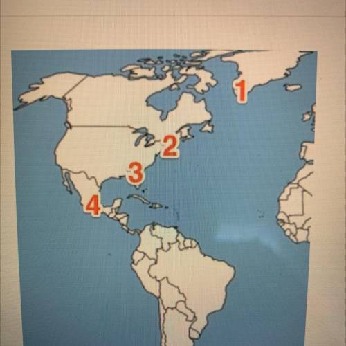 The Netherlands played a role in colonizing North America. Which number represents the area CLOSEST