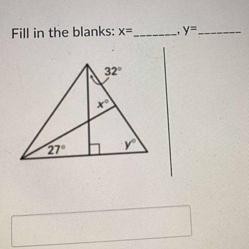 Fill in the blanks: x= , y=
find x and y