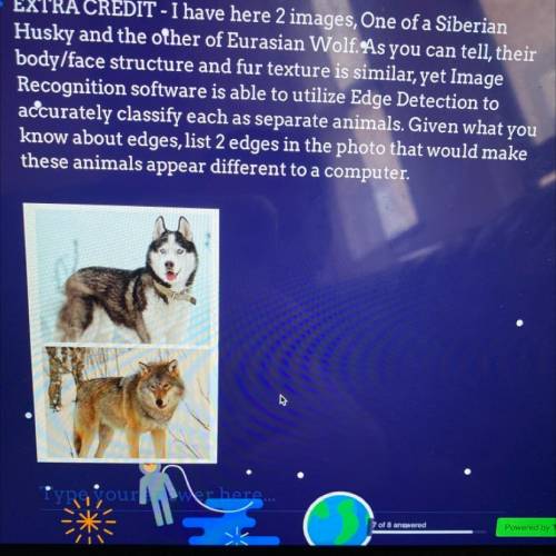 EXTRA CREDIT - I have here 2 images, One of a Siberian

Husky and the other of Eurasian Wolf. As y