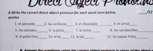 I need these as a Spanish direct object pronoun