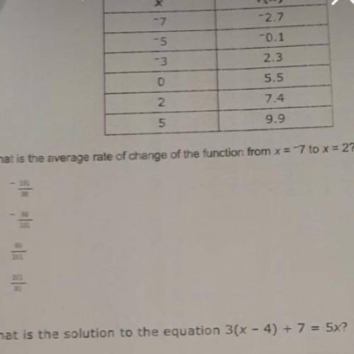 What is the average rate of change of the function from x=-7 to x=2
