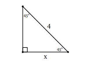 Find the length of side x in simplest radical form with a rational denominator.

Plz, plz , plz he