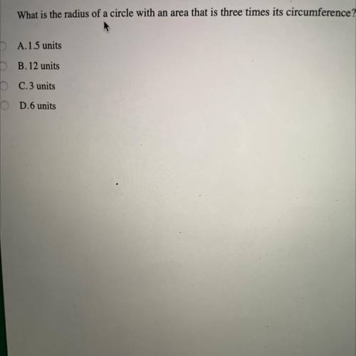 What is the radius of a circle with an area that is three times its circumference?