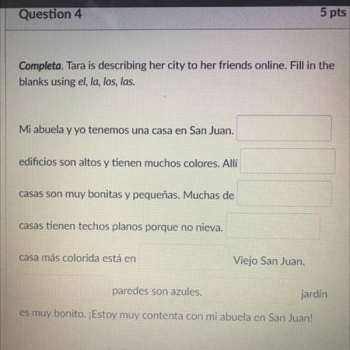 Completa. Tara is describing her city to her friends online. Fill in the

blanks using el, la, los