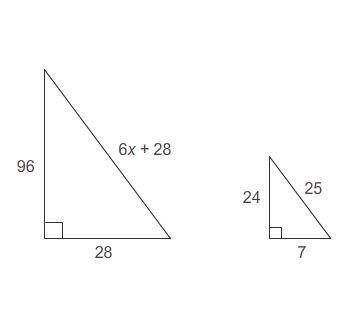 Item 2
 

The triangles are similar.
What is the value of x?
Enter your answer in the box.
x =