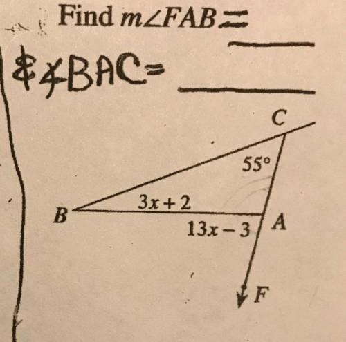 I CANT FIGURE THIS OUT PLEASE HELP ME FIND angles FAB and BAC