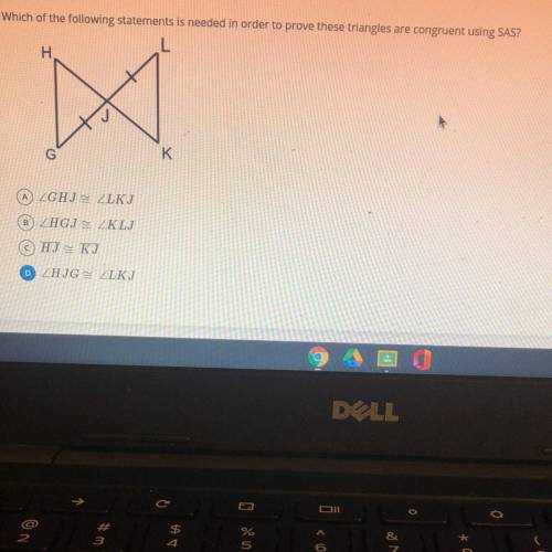 Which of the following statements is needed in order to prove these triangles are congruent using S