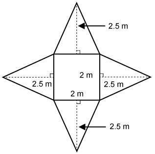 A monument in a park is shaped like a square pyramid. The dimensions are shown in the net.

What i