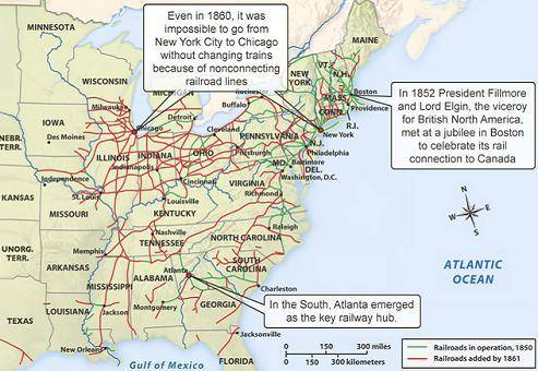 The map shows railroads of the North and South in 1850 and 1861.

 
Which of these was NOT an effec