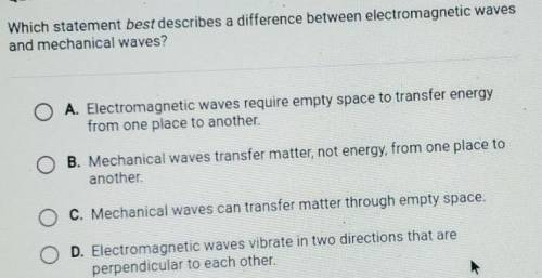 Which statement best describes a difference between electromagnetic waves and mechanical waves?