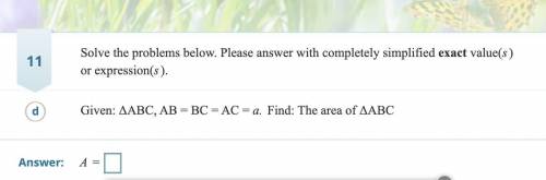 Triangle ABC,AB=BC=AC=A find A