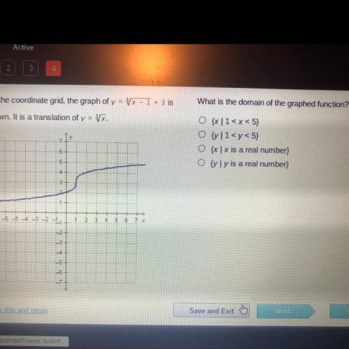 What is the range of the graphed function?

{x |1< x < 5)
{y |1 < y <5}
{x | x is a re