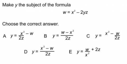 Mke y the subject of the formula.
w=x^2-2yz