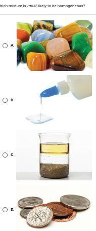 Which mixture is most likely to be homogeneous?