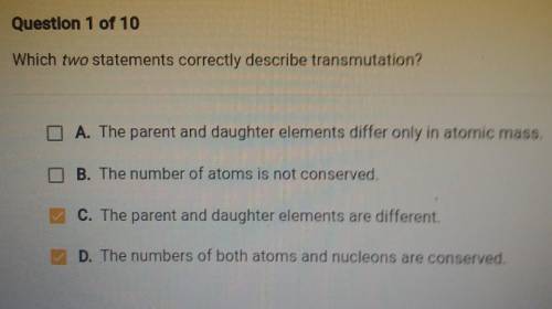 Which two statements correctly describe transmutation?