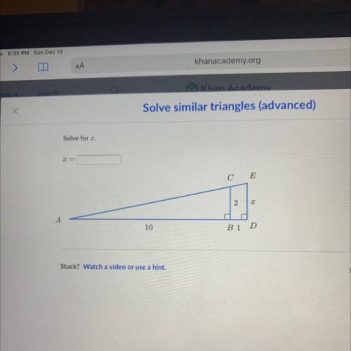 Solve similar triangles advanced solve for x