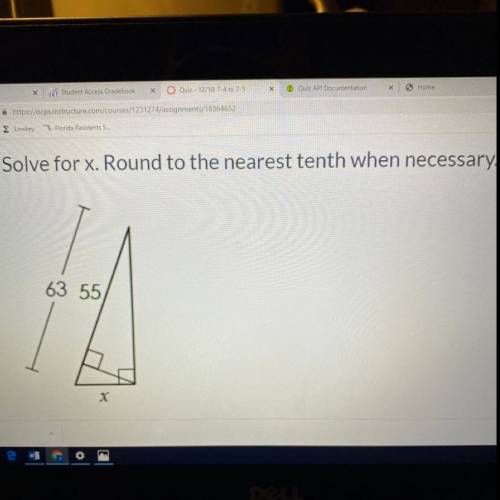 Solve for X. Round to the nearest tenth when necessary