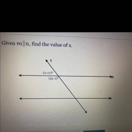 Given m|n, find the value of x.
kt
(x-17)
(5x-1)
>m
please help me