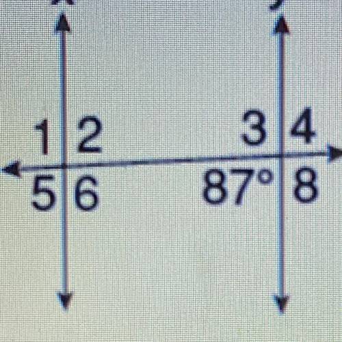 1 16) Line x is parallel to line y. What is the measure of angle 6? HELP PLEEEEEASE