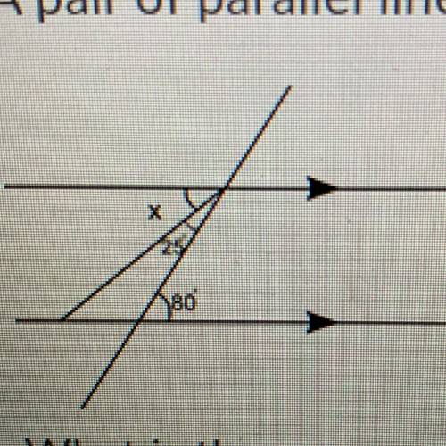 What is the measure of angle x? (1 point)

1) 25 degrees
2) 40 degrees
3) 55 degrees
4) 105 degree
