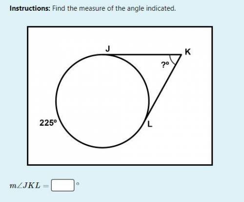 Instructions: Find the measure of the angle indicated.