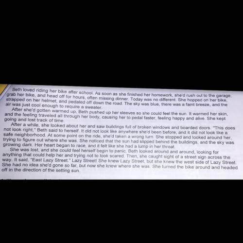 **PASSAGE IS IN THE PIC**

How does the setting at the beginning of the story affect Beth?
A. Cold