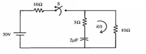 For the circuit, find the current I(t) when the switch s is opened at t =0