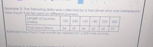 Example 3: The following data was collected by a taxi driver who was interested in how much fuel he