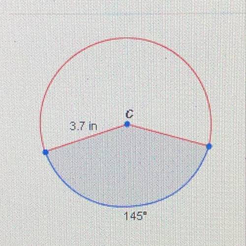 What is the approximate area of the shaded sector in the circle shown below?

А. 4.68 in2В. 17.3 i