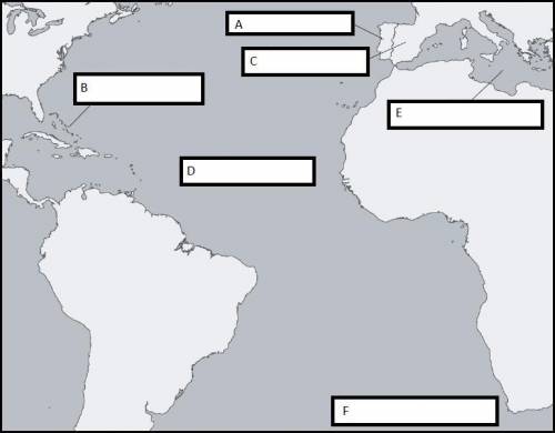 Label the following on the map in the boxes provided, or write each name next to a letter in the li
