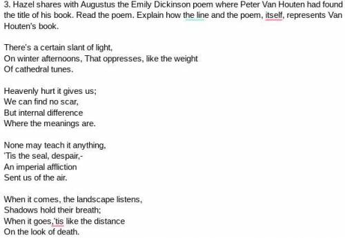 Explain how the line and the poem, itself, represents Van Houten’s book: