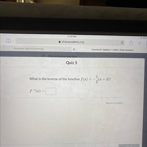 What is the inverse of the function f(x)=-1/2(x+3)