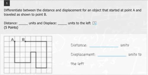 PLEASE HELP ME!!!1

Differentiate between the distance and displacement for an object that started