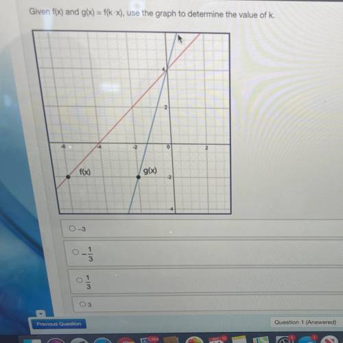 Given f(x) and g(x)= f(k-x), use the graph to determine the value of k.
PLS HELP