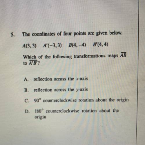 I need help please !!!

The coordinates of four points are given below.
A(3,3) A(-3,3) B(4,-4) B'(