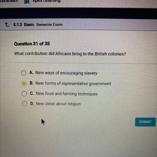 What contribution did Africans bring to the British colonies?

A. New ways of encouraging slavery