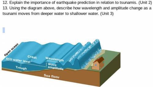 12. Explain the importance of earthquake prediction in relation to tsunamis.

13. Using the diagra